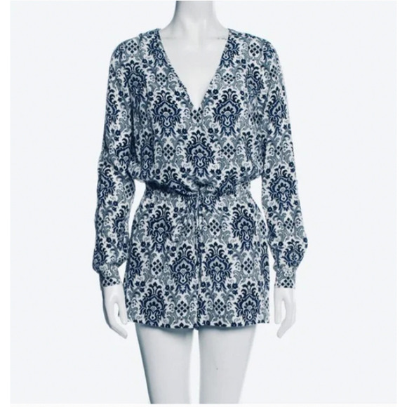 Intermix SILK Romper Navy Damask - Picture 1 of 7